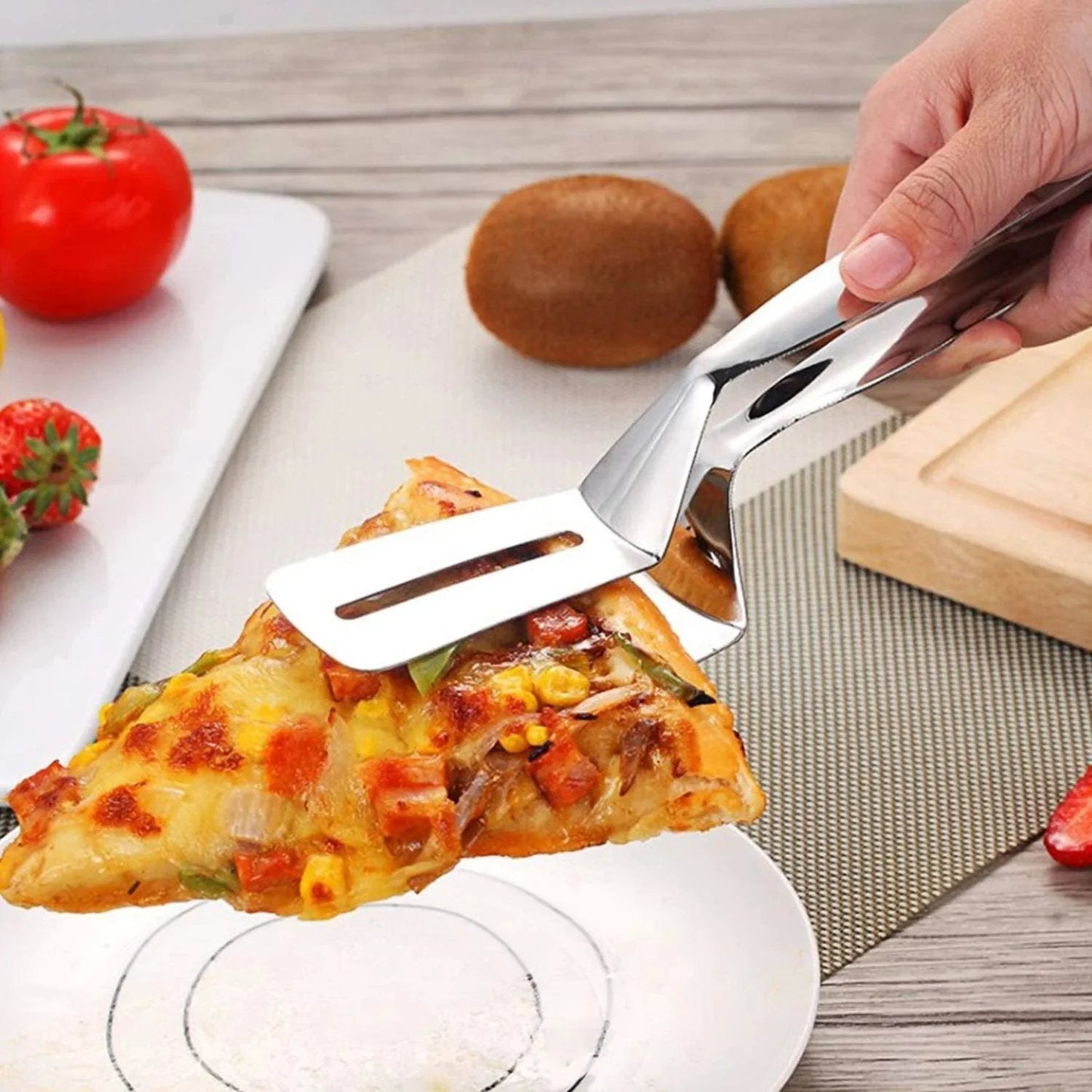 🔥 Multifunctional Stainless Steel Cooking Tongs – Spatula and Tongs in One! 🍔
