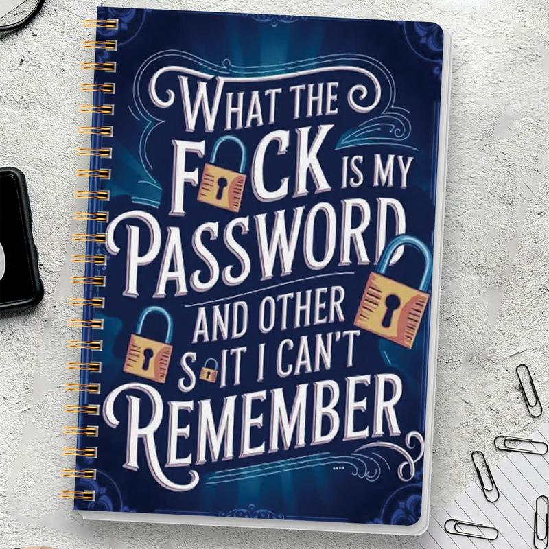 Spiral Password Notebook with Lock | Funny Security Phrases | Easy Organiser 📒🔒