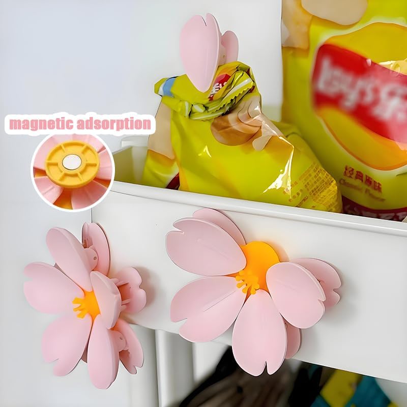 🌸Magnetic chip clips in the shape of cherry blossoms and lotus flowers, decorative fridge magnet