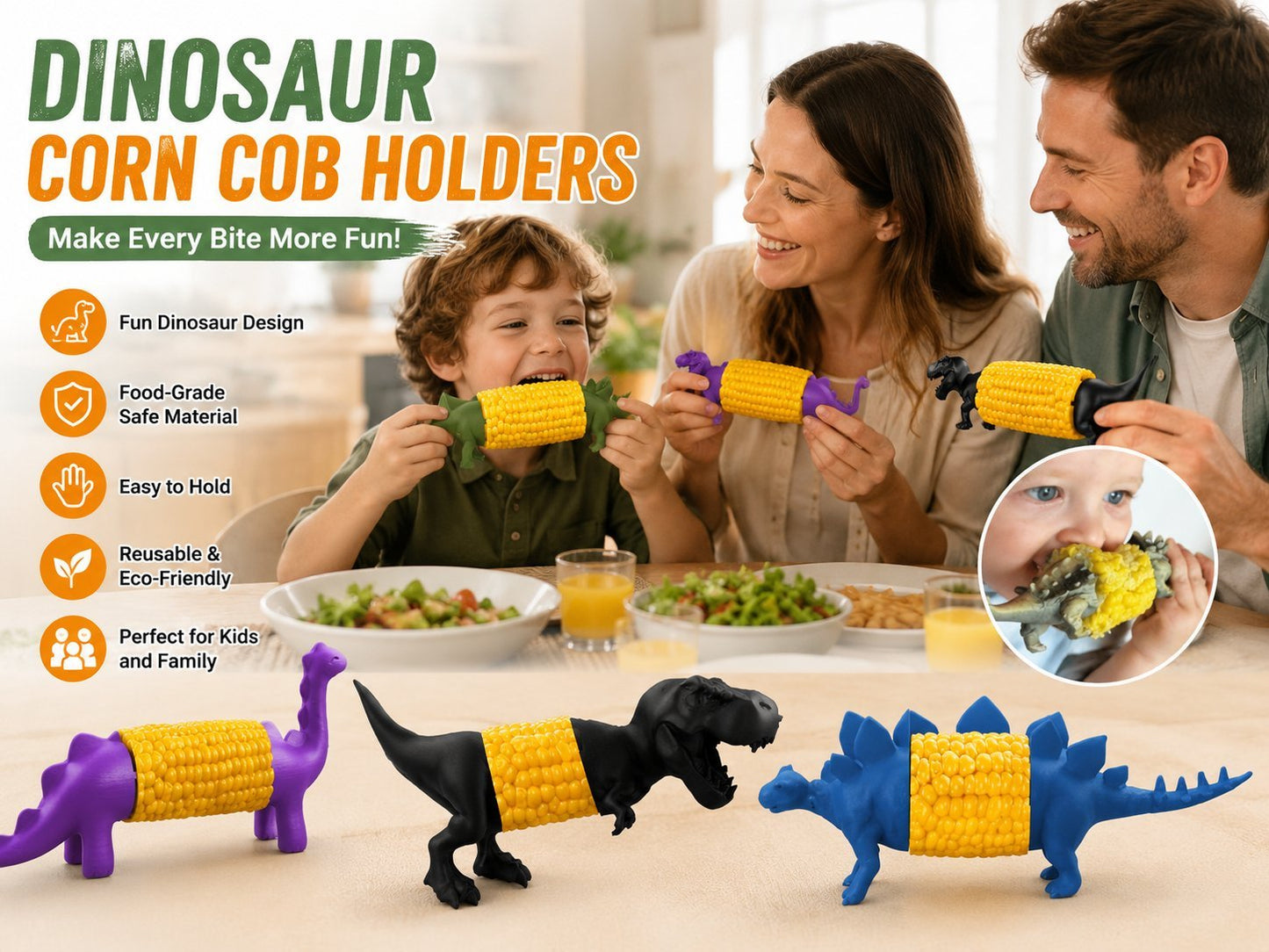 Dinosaur Corn Cob Holders