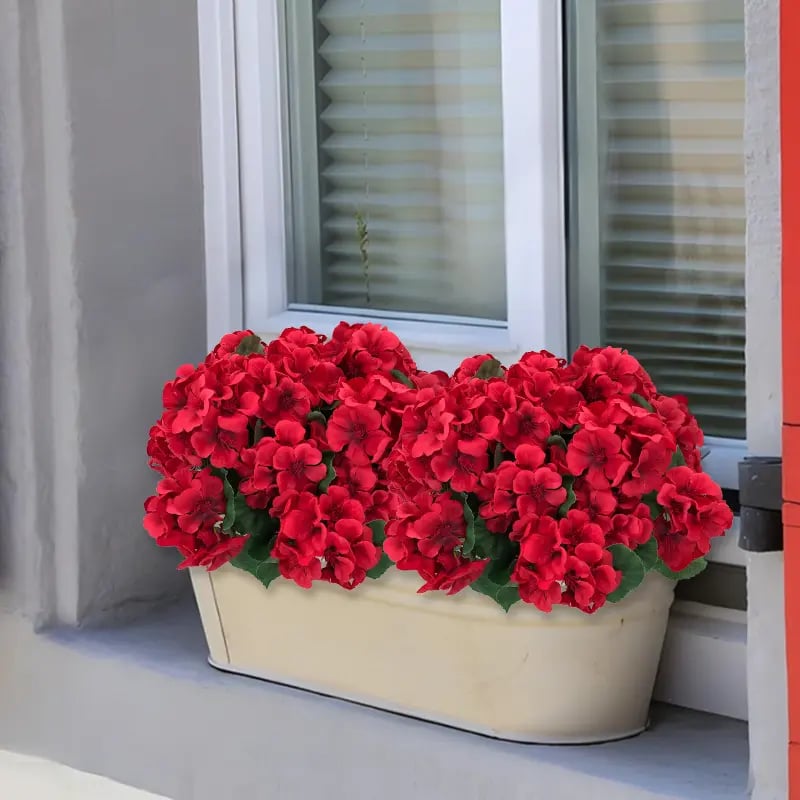 UV-resistant artificial geraniums – Red artificial flowers for patios, gardens and home décor