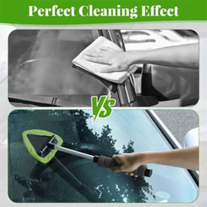 💥 💥  🔥  Windshield Cleaning Tool, Microfiber Car Window Cleaner with 4 Reusable and Washable Microfiber Pads and Extendable Handle