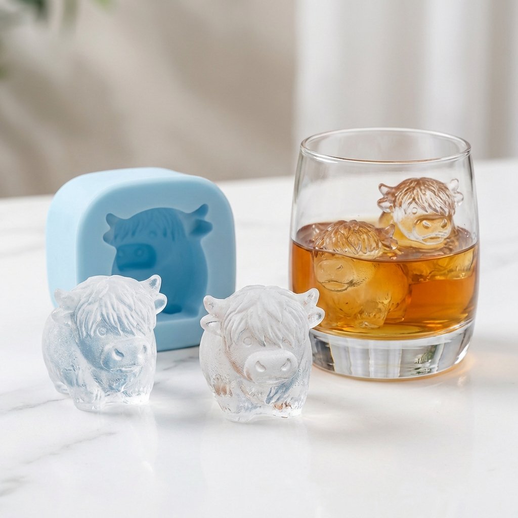 ⏳Last Day Special Price ￡9.99!!🐮 Mini Highland Cow Ice Cube Mold – Cute 3D Ice for Drinks, Parties & Gifts
