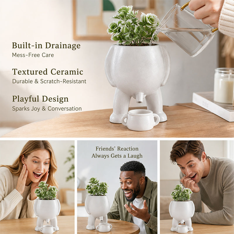 Creative 'Peeing' Planter Pot - Quirky Nordic Art Succulent Flower Pot for Unique Home Decor