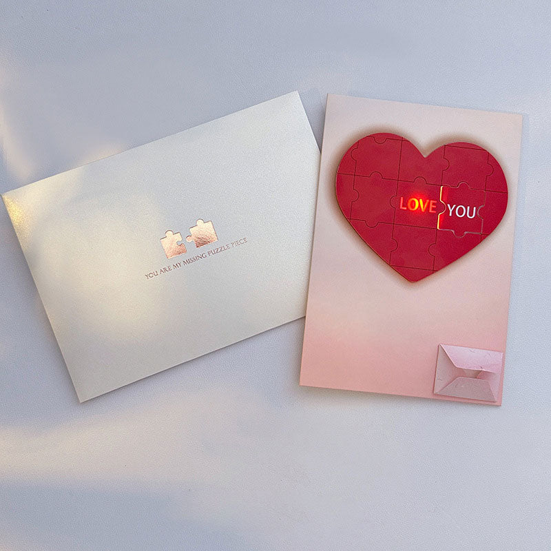 💖 Heart Puzzle Light & Voice Greeting Card 💖