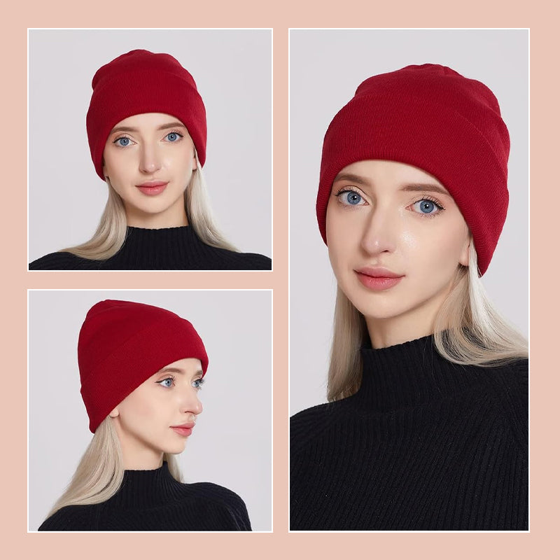 Winter silk-lined knitted hat