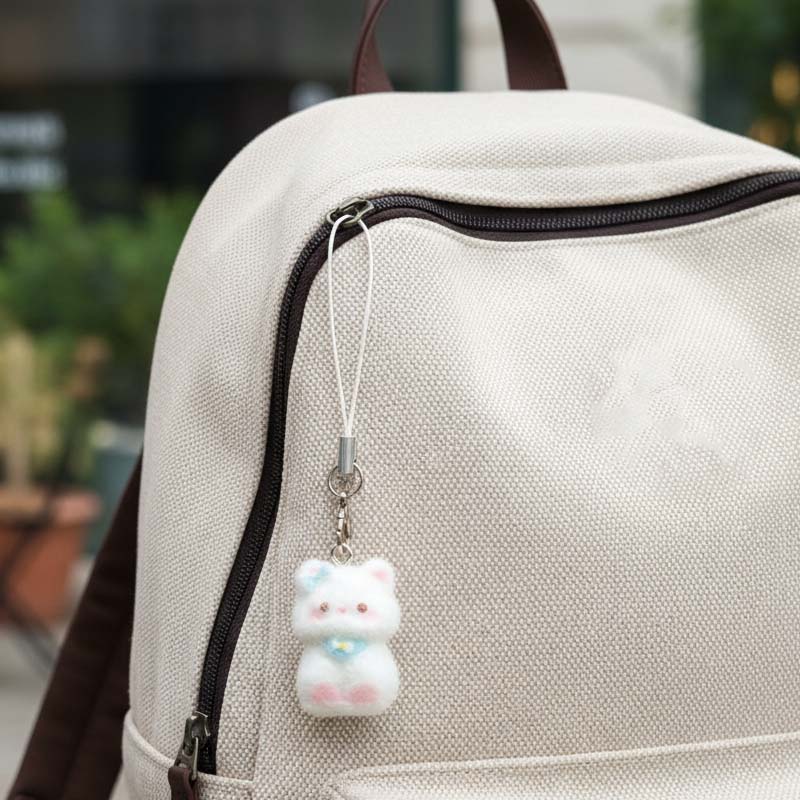 🐾✨ Fluffy Resin Cat Keychain Charm