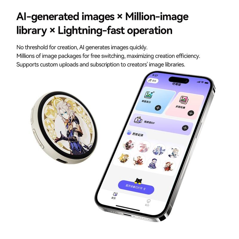 📱 Pixel Touch Digital Badge Screen – 📸 500mAh Lightweight Photo/Video/GIF Pin