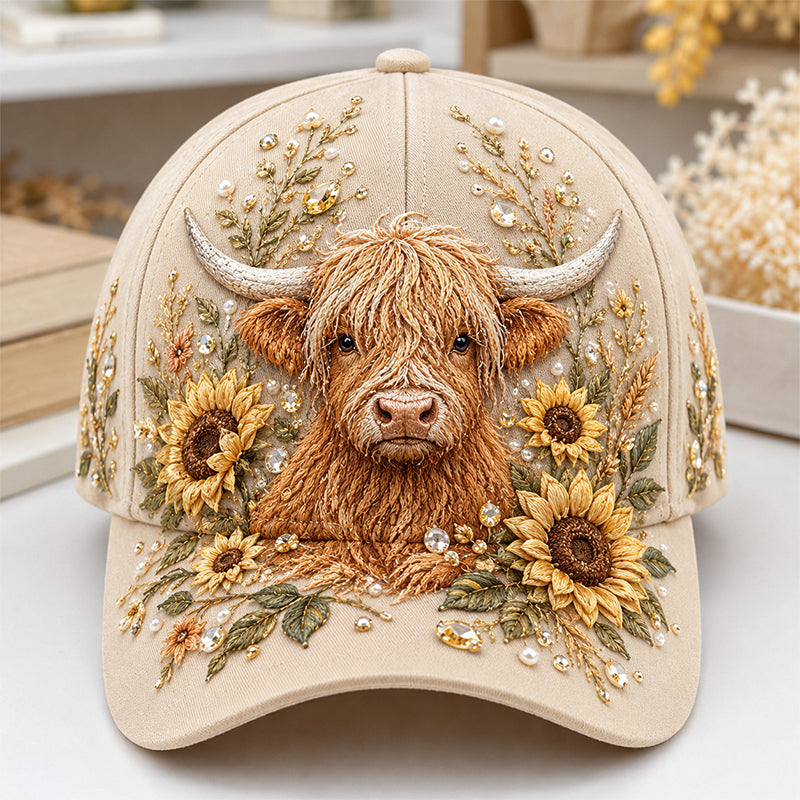 🔥 Last Day 69% OFF – 🦬✨ 3D Highland Cow Embroidery Cap