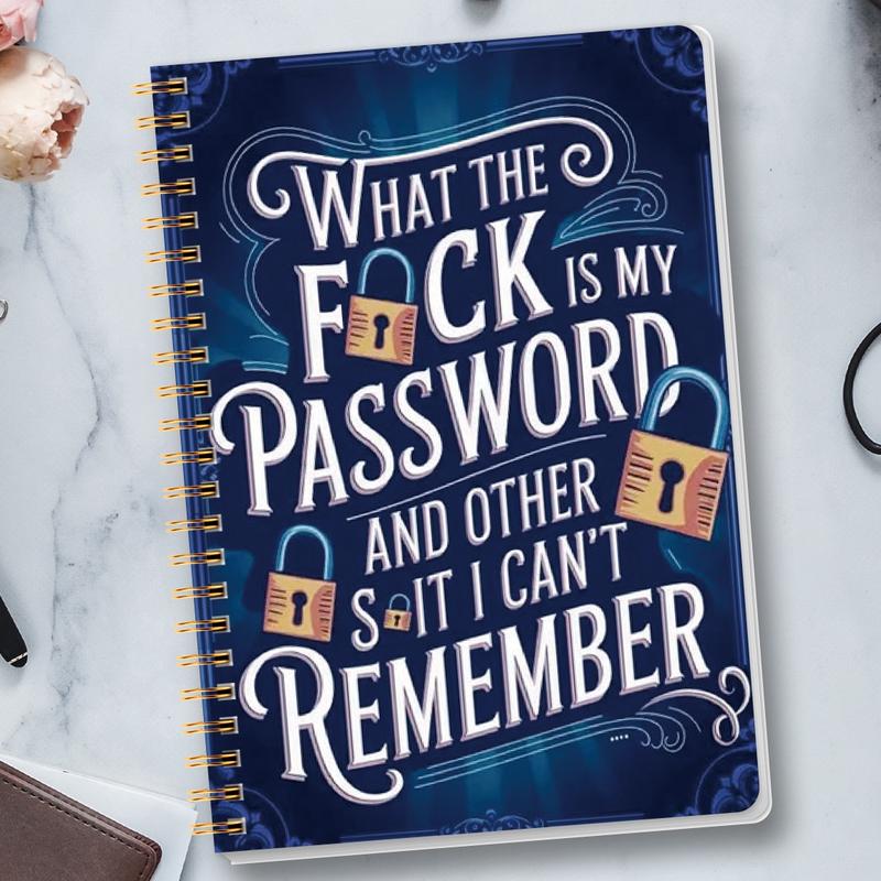 Spiral Password Notebook with Lock | Funny Security Phrases | Easy Organiser 📒🔒