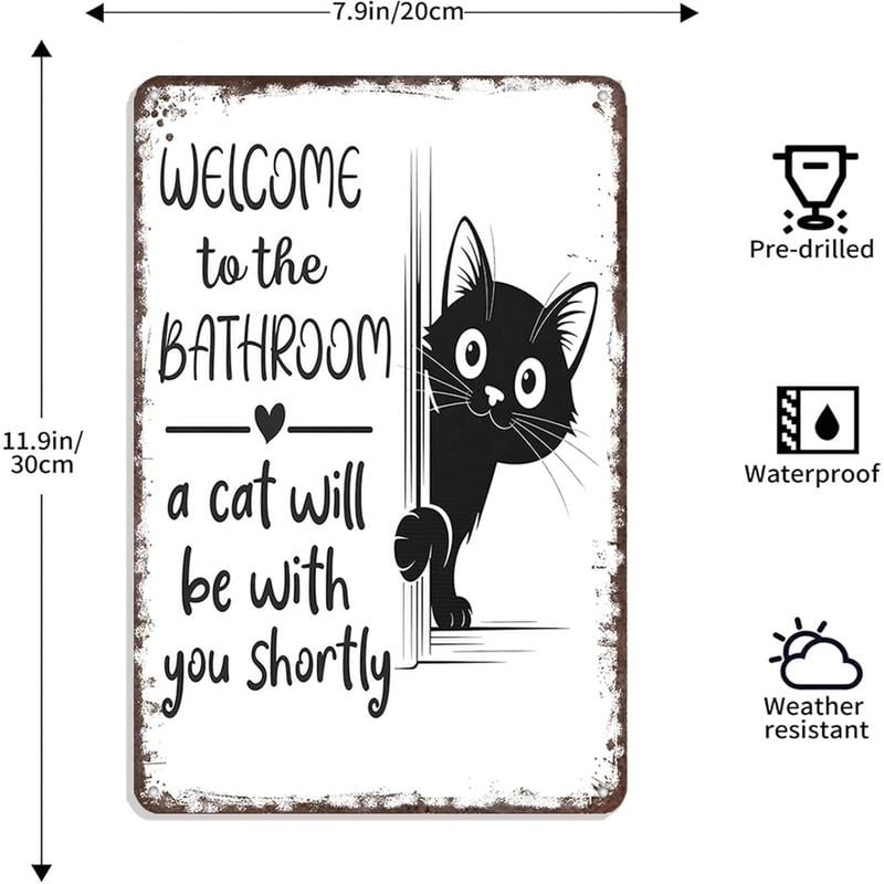 🔥Last day 49% off – Vintage black and white cat wall ar