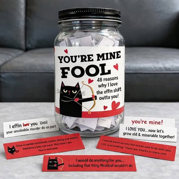 🏹❤️ Funny Valentine’s Day Jar 😻Tell Them You Luv ’Em — With 48 Badass Quotes 🎁Ready to gift — no wrapping stress!