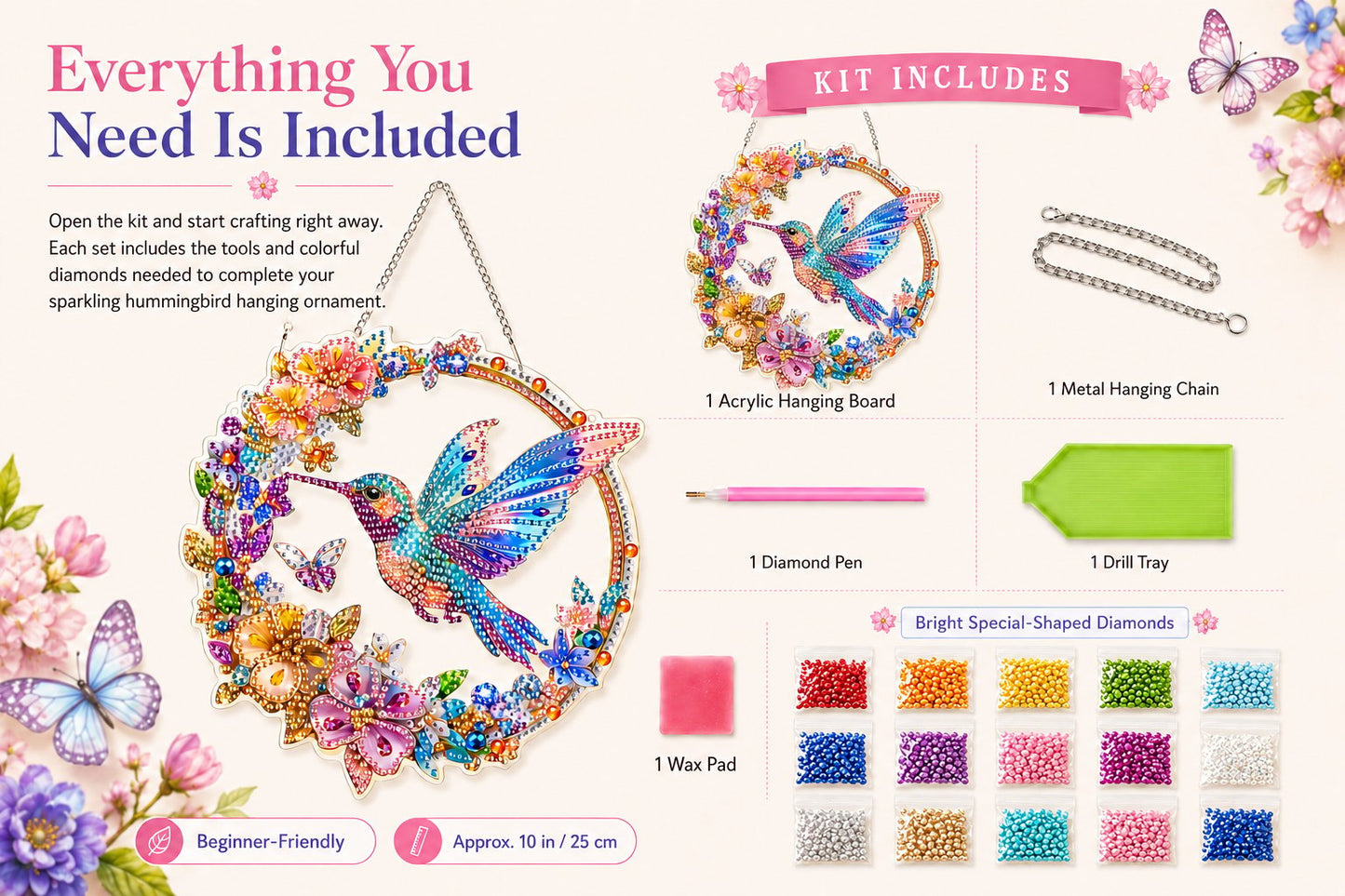 😍Last Day 49% OFF🐦️Hummingbird Diamond Art Hanging Ornament Kit