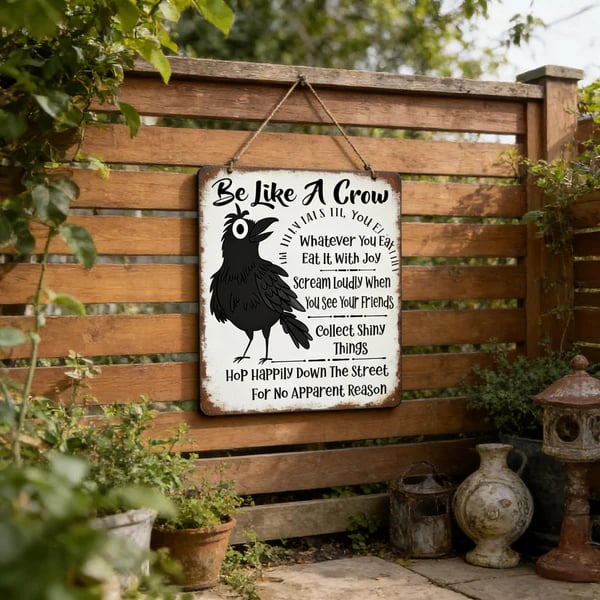 🔥HOT SALE 49% OFF🐦‍⬛Be Like A Crow Vintage Metal Sign – Funny Positive Wall Art✨