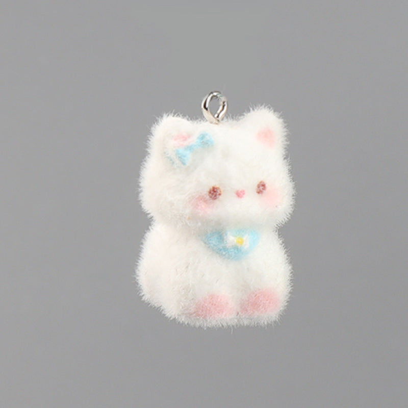 🐾✨ Fluffy Resin Cat Keychain Charm