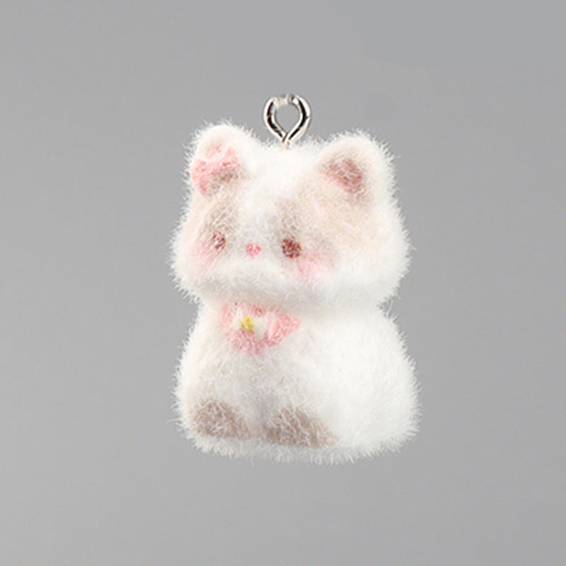 🐾✨ Fluffy Resin Cat Keychain Charm
