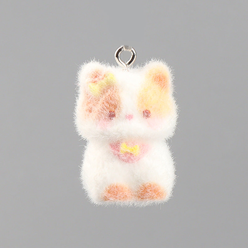 🐾✨ Fluffy Resin Cat Keychain Charm