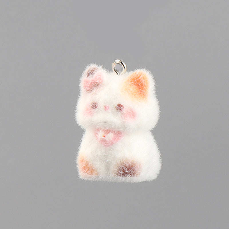 🐾✨ Fluffy Resin Cat Keychain Charm