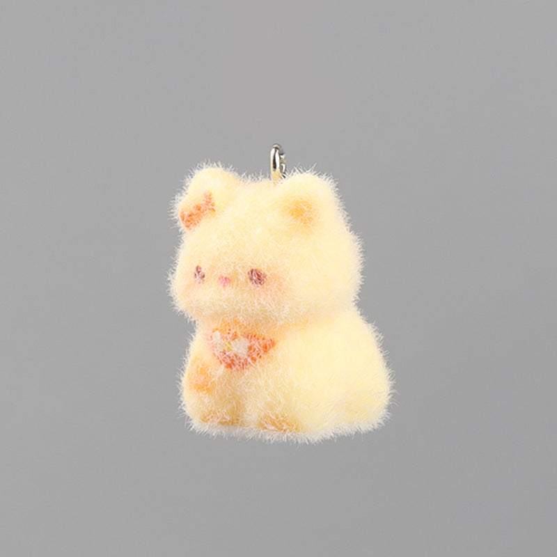 🐾✨ Fluffy Resin Cat Keychain Charm