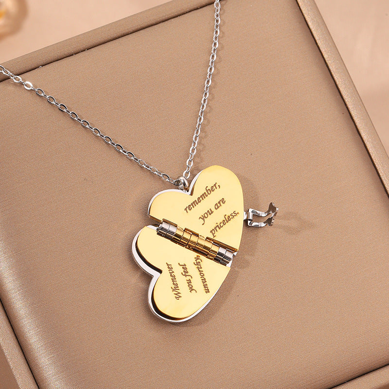 Mirror Heart Book Locket Necklace ✨