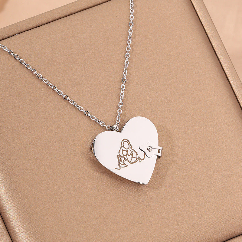 Mirror Heart Book Locket Necklace ✨