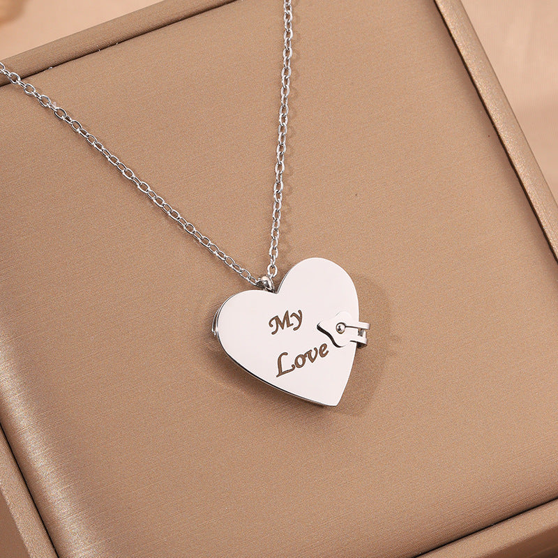 Mirror Heart Book Locket Necklace ✨