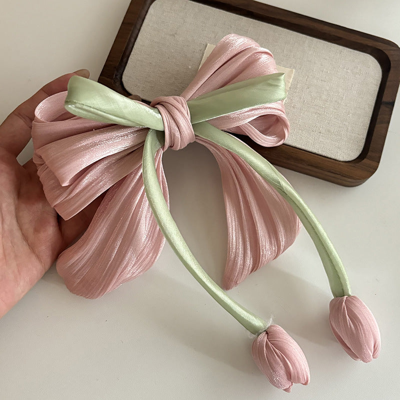 Satin Bow Hair Tie Claw Clip🌷 — Bloom with Timeless Elegance