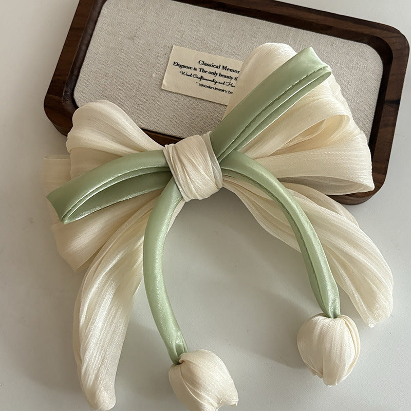 Satin Bow Hair Tie Claw Clip🌷 — Bloom with Timeless Elegance