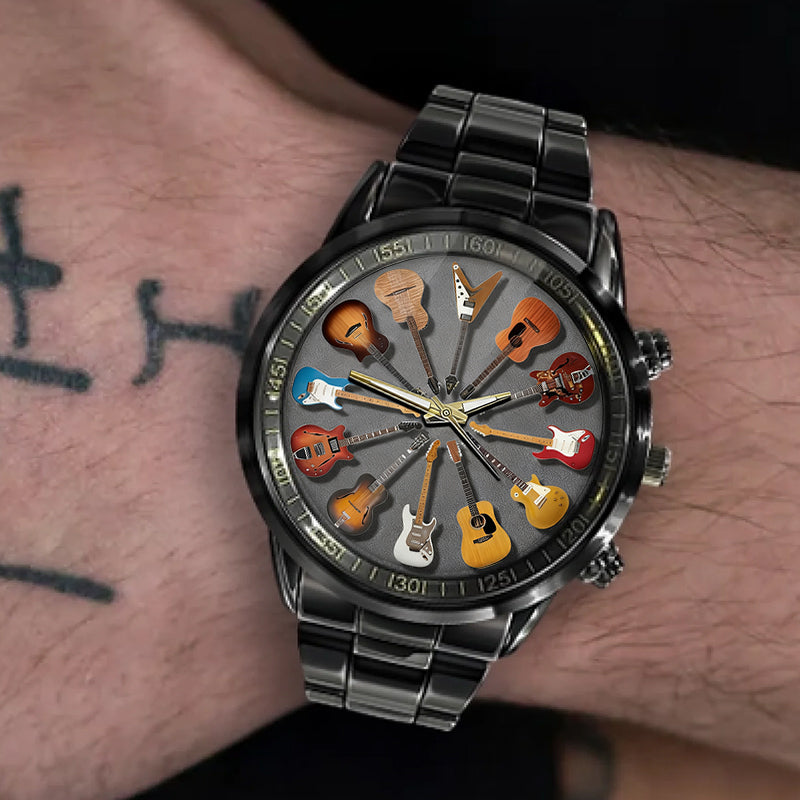 Rock Day and Night Guitar Clock