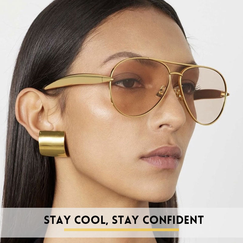 Gold Fashion Rectangular Sunglasses