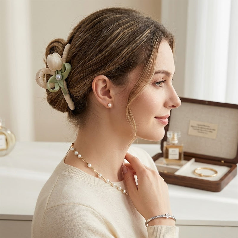 Satin Bow Hair Tie Claw Clip🌷 — Bloom with Timeless Elegance