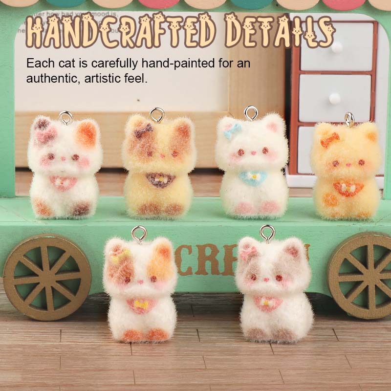 🐾✨ Fluffy Resin Cat Keychain Charm