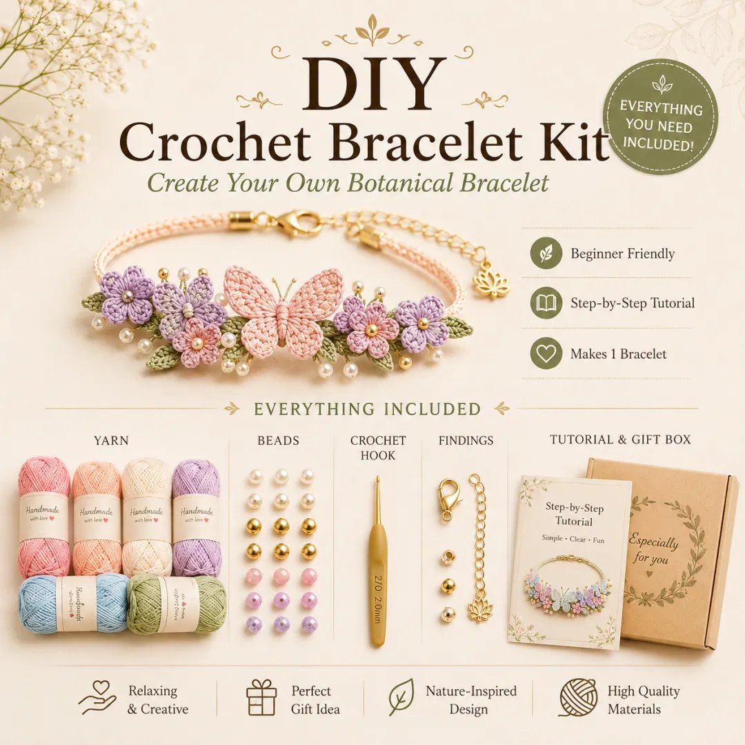 🔥Last Day 49% OFF🔥DIY Nature-Inspired Crochet Bracelet Kit
