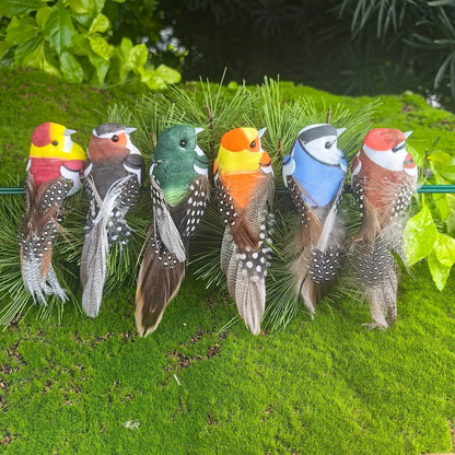 🐦 Artificial feathered birds with clip (12 pieces per pack)