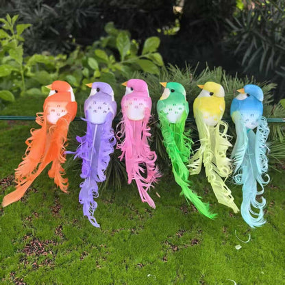 🐦 Artificial feathered birds with clip (12 pieces per pack)
