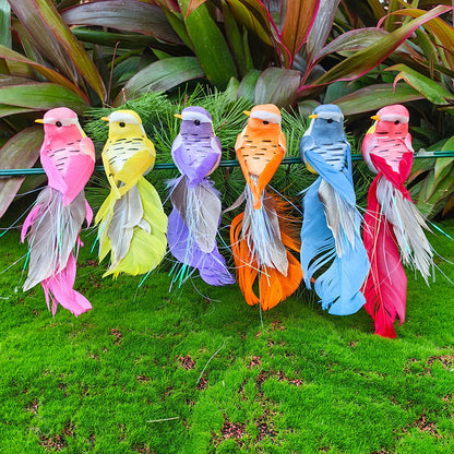 🐦 Artificial feathered birds with clip (12 pieces per pack)