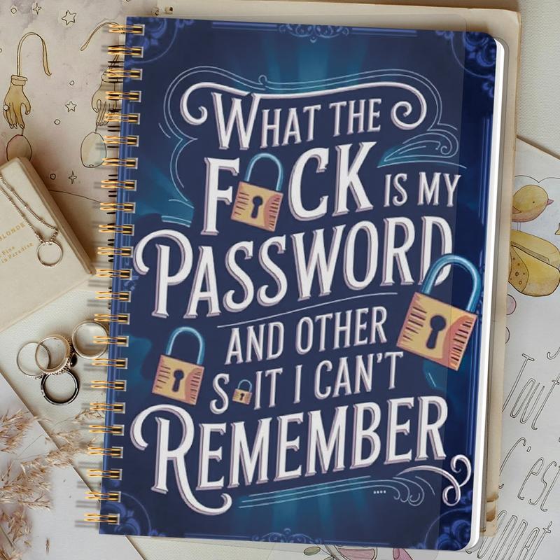 Spiral Password Notebook with Lock | Funny Security Phrases | Easy Organiser 📒🔒