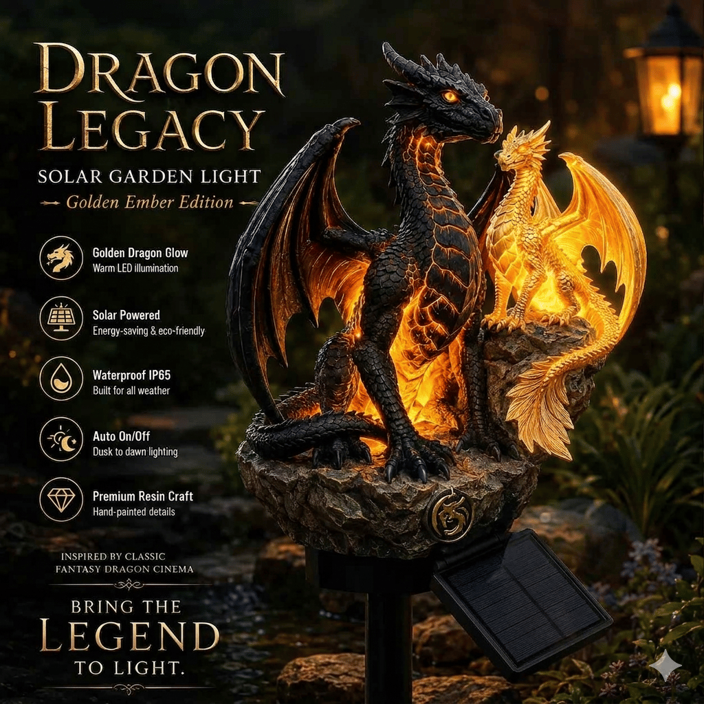 Dragon Legacy Golden Ember Edition Solar Garden Light