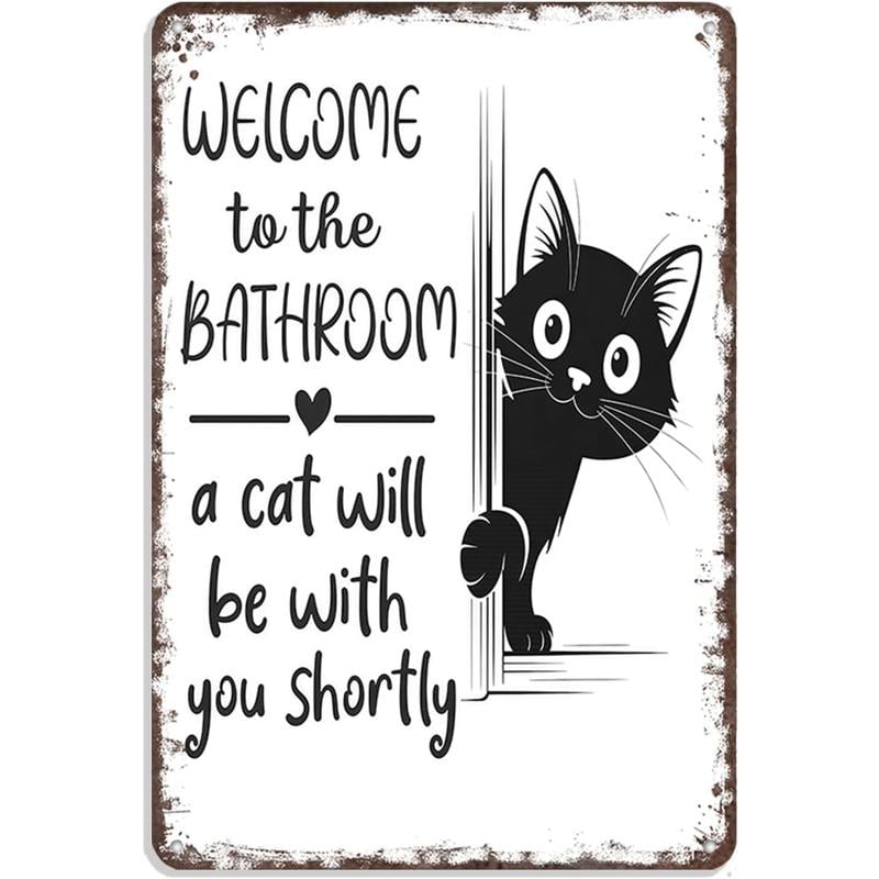 🔥Last day 49% off – Vintage black and white cat wall ar