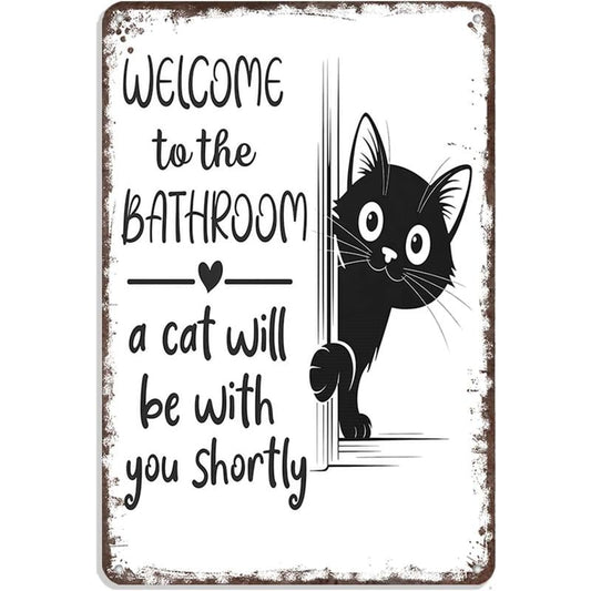 🔥Last day 49% off – Vintage black and white cat wall ar