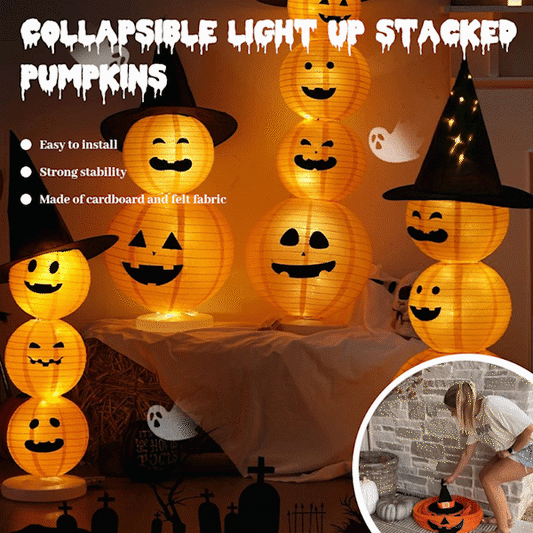 🎃Collapsible light up stacked pumpkins