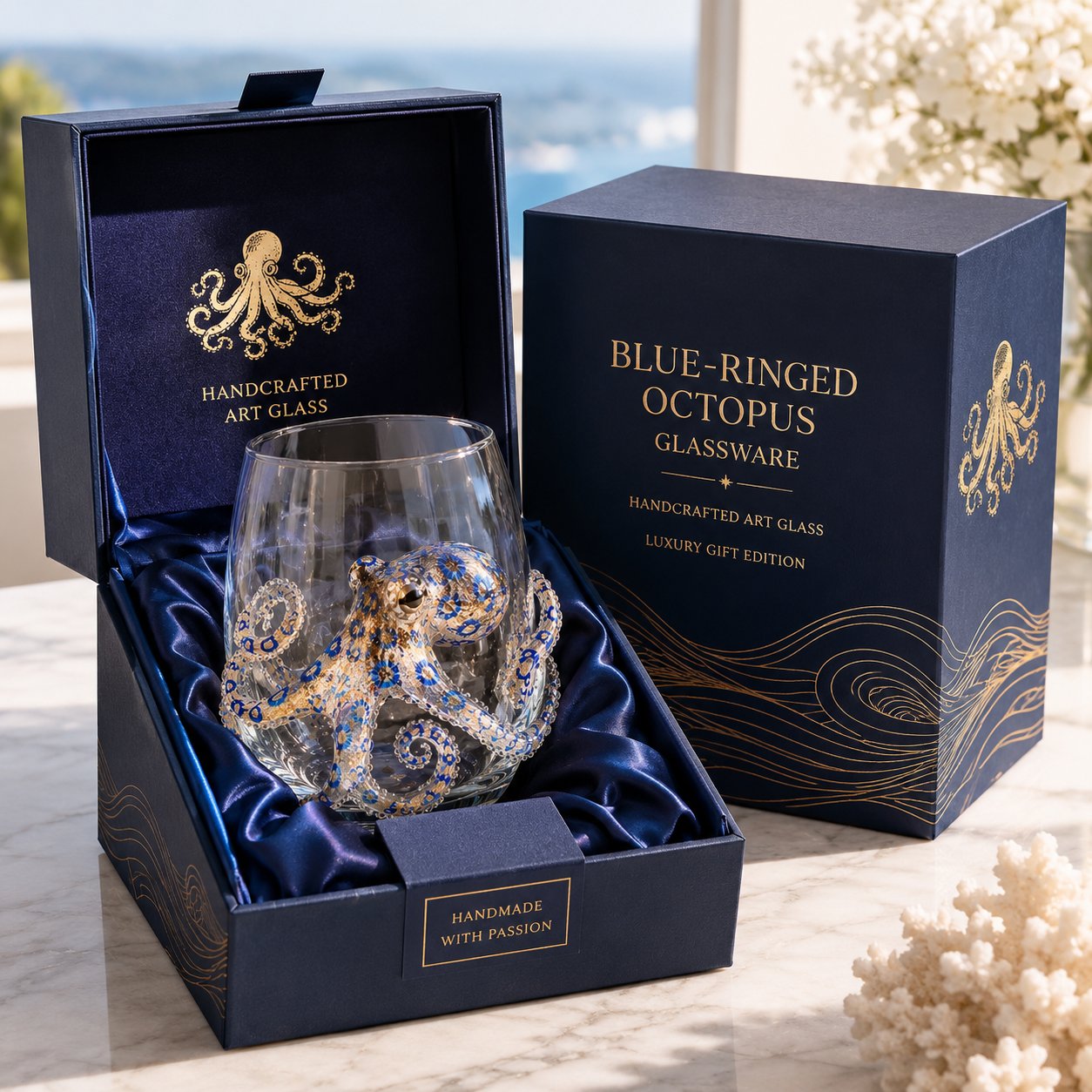 🔥Last Day 49% OFF-🌊Artisanal Blue Ringed Octopus Glassware