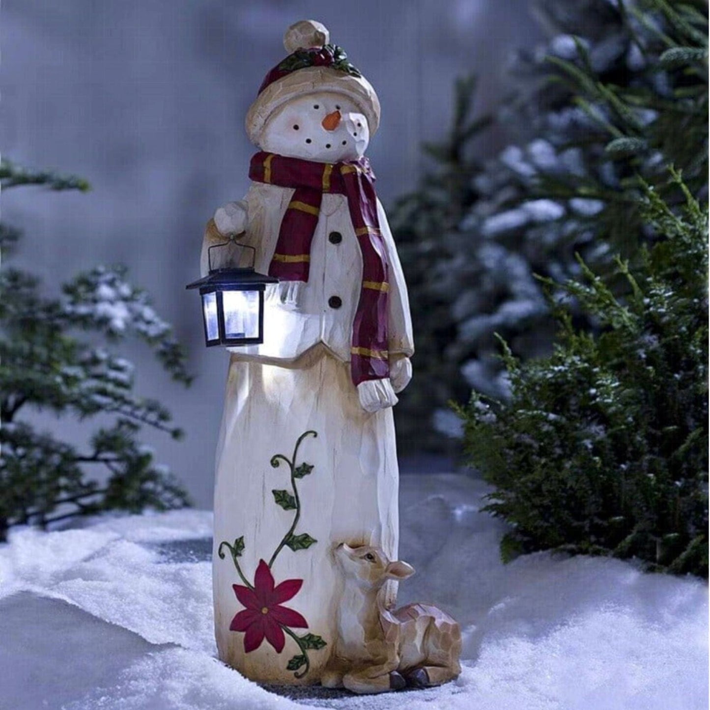 🎄Christmas Decoration Woodland Snowman Holding Solar Lantern