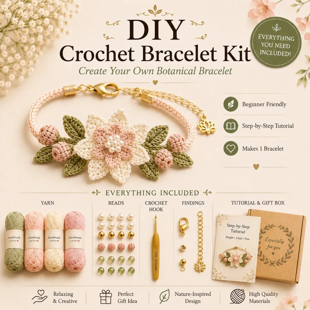 🔥Last Day 49% OFF🔥DIY Nature-Inspired Crochet Bracelet Kit