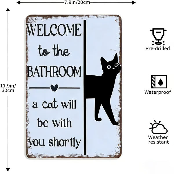 🔥Last day 49% off – Vintage black and white cat wall ar