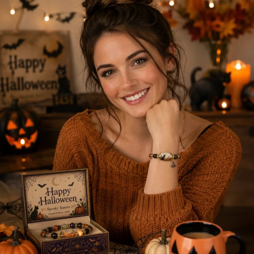 🔥LAST DAY 50% OFF - 🎃Limited Edition 2026 Halloween Black Cat Pumpkin Beaded Bracelet Gift Set