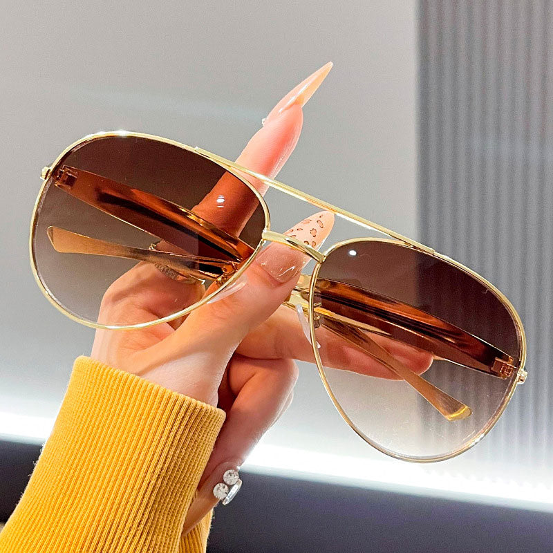 Gold Fashion Rectangular Sunglasses