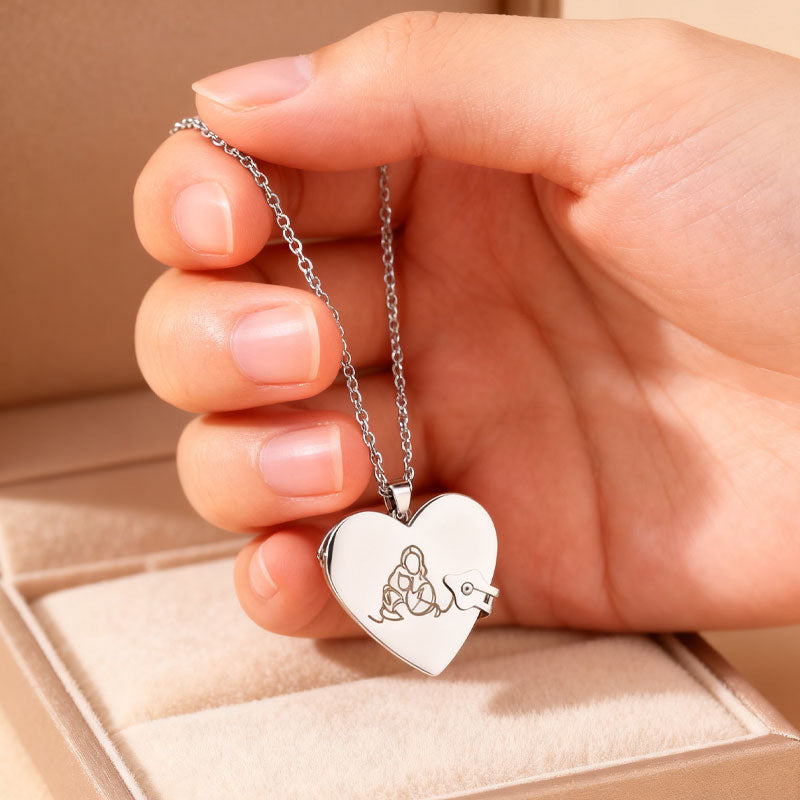 Mirror Heart Book Locket Necklace ✨