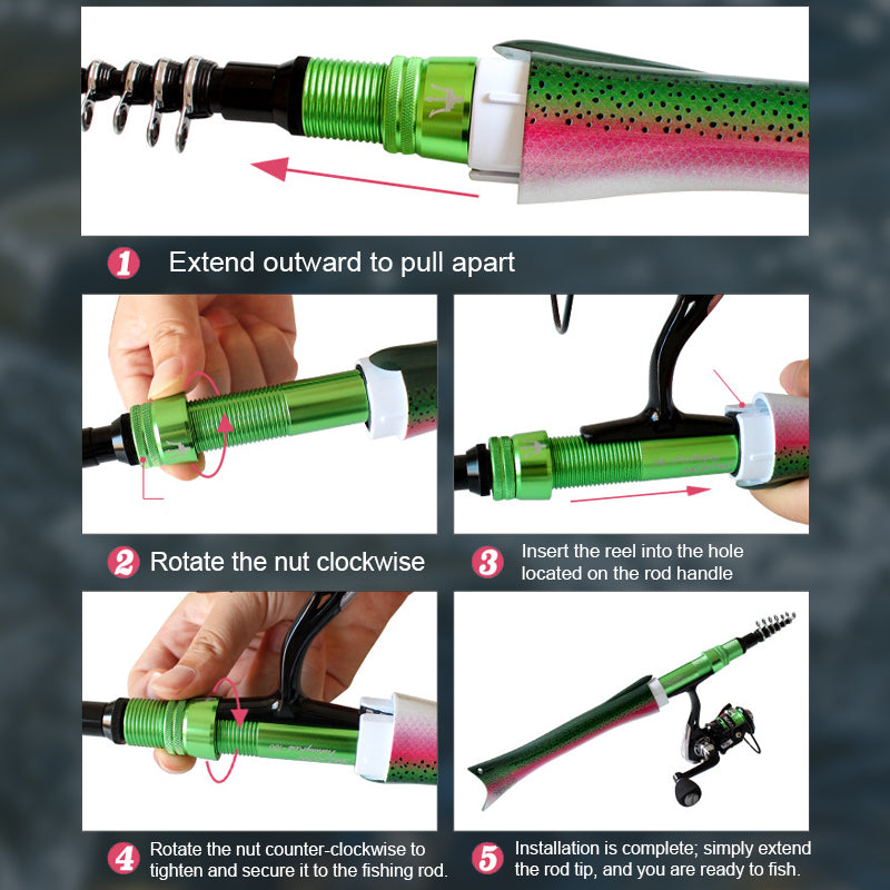 Fish-Shaped Telescopic Lure Micro-Fish Spinning Rod Carbon Fiber Rod