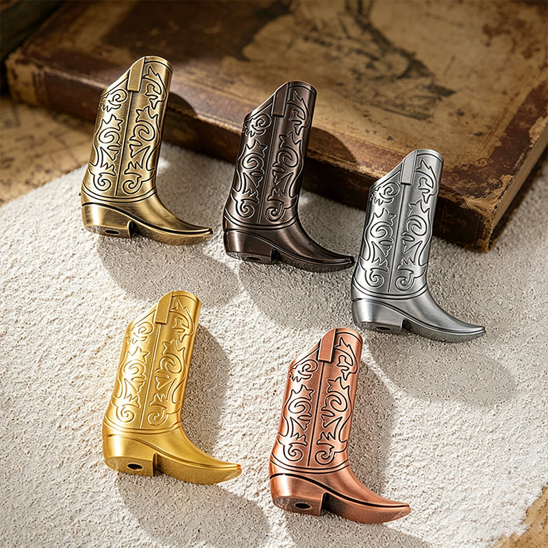 Vintage Metal Cowboy Boot Lighter Case